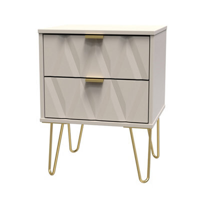 Pesaro Ready Assembled Matt Cashmere No Effect 2 Drawer Bedside Table (H)570mm (W)450mm (D)395mm - image 1