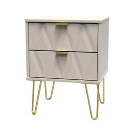 Pesaro Ready Assembled Matt Cashmere No Effect 2 Drawer Bedside Table (H)570mm (W)450mm (D)395mm - thumbnail 1