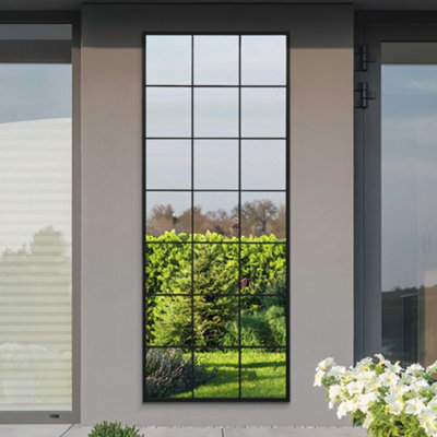 "Mirroroutlet - The Genestra - Black Modern Window Garden Wall Mirror 79"" X 31"" (200 X 80 Cm)" - image 1
