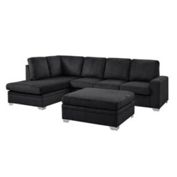 Home Detail Alana Left-Hand Facing Corner Sofa With Footstool, Black Jumbo Cord - thumbnail 2