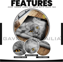 Gc Gaveno Cavailia 3D Wild Cat 200X240 Cm Cosy Fleece Bed Throw, Extra Large Throw Blanket For Bed - thumbnail 2