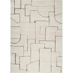 Livabliss Freud-Modern Ivory Brown High Pile Living Dining Bedroom Rug 140 X 200 Cm Easy Care, Non Shedding - thumbnail 1