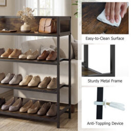 Gainoom 4-Tier Shoe Rack Industrial Shoe Organizer Freestanding Shoe Storage Shelf - thumbnail 9