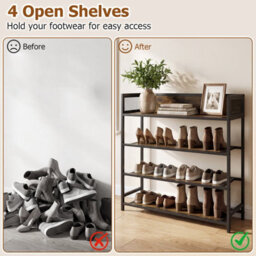 Gainoom 4-Tier Shoe Rack Industrial Shoe Organizer Freestanding Shoe Storage Shelf - thumbnail 6