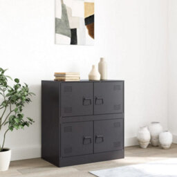 Berkfield Sideboard Black 67X39X73 Cm Steel - thumbnail 3
