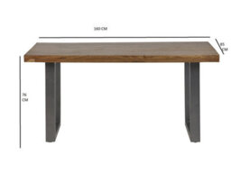 Buttercup Farm Metropolis Industrial Dining Table - Metal/acacia Solid Wood - L85 X W160 X H76 Cm - thumbnail 5