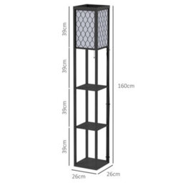 Homcom Modern Floor Lamp Light With 3 Shelves Fabric Lampshade Black - thumbnail 3