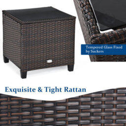 Costway 3 Pcs Patio Rattan Sofa Chair & Table Set Outdoor Wicker Bistro Set-Navy - thumbnail 7