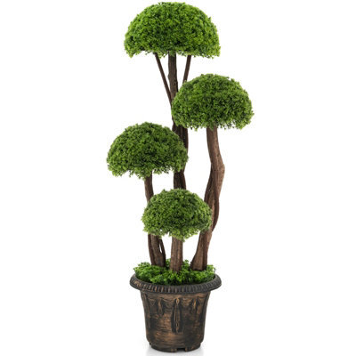 Costway Artificial  Topiary Ball Plant With Rattan Trunk Decor Tree - image 1