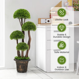 Costway Artificial  Topiary Ball Plant With Rattan Trunk Decor Tree - thumbnail 7