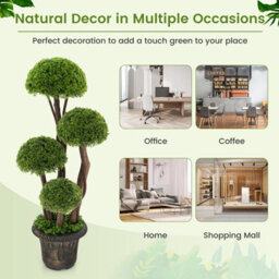 Costway Artificial  Topiary Ball Plant With Rattan Trunk Decor Tree - thumbnail 3