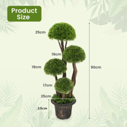 Costway Artificial  Topiary Ball Plant With Rattan Trunk Decor Tree - thumbnail 2