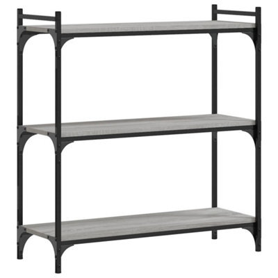 Berkfield Industrial Bookcase 3-Tier Grey Sonoma 80X30X86 Cm Engineered Wood
