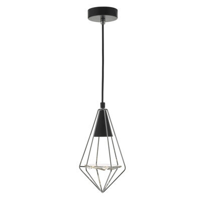 The Lighting Studio Gianni 1 Light Pendant Black, Polished Chrome & Glass - image 1