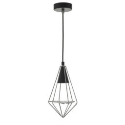 The Lighting Studio Gianni 1 Light Pendant Black, Polished Chrome & Glass - thumbnail 2