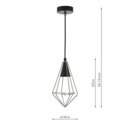 The Lighting Studio Gianni 1 Light Pendant Black, Polished Chrome & Glass - thumbnail 4