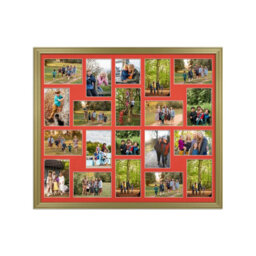 AK Frames 80X70Cm Gold Classic Multi Photo Frame With Poppy Red Mount - Holds 20 Apertures (18X) 6X4, (2X) 4X4 Photos