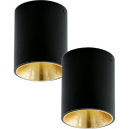 Elegant 2 Pack Black And Gold Round Led Downlights For Wall And Ceiling - thumbnail 1
