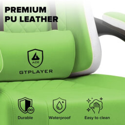 Gtplayer Gaming Chair With Footrest, Ergonomic Computer Desk Chair With Pocket Spring Cushion, Home Office Chair, Pu, Green - thumbnail 7
