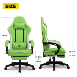 Gtplayer Gaming Chair With Footrest, Ergonomic Computer Desk Chair With Pocket Spring Cushion, Home Office Chair, Pu, Green - thumbnail 4