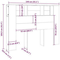 Vidaxl Headboard Cabinet Concrete Grey 140X18.5X104.5 Cm Headboard Cabinets - thumbnail 6