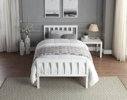 Home Treats Single White Wooden Bed With Mattress Pocket Sprung Wood Children's Bed - thumbnail 2