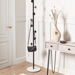 Beliani Black Marble Base Coat Stand Freestanding Industrial Jacket Rack For Hallways And Bedrooms - thumbnail 2