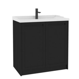 Royal Bathrooms Elmore 800mm Floor Standing 2 Door Bathroom Vanity Unit With Traditional Ceramic Basin Sink - Matt Nocturne Black - thumbnail 6