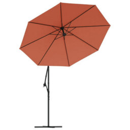 Walplus Cantilever Garden Parasol With Led Lights And Steel Pole Terracotta - thumbnail 4