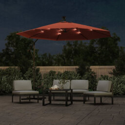 Walplus Cantilever Garden Parasol With Led Lights And Steel Pole Terracotta - thumbnail 2