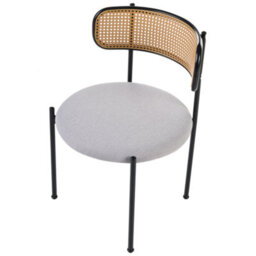 Wyld And Coco Set Of 2 Accent Dining Chairs Black Metal Frame Grey Fabric Seats Viennese Braid Back - thumbnail 7