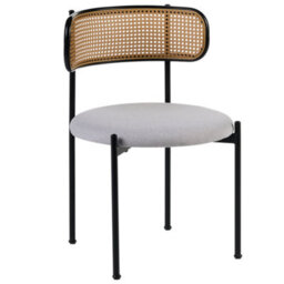 Wyld And Coco Set Of 2 Accent Dining Chairs Black Metal Frame Grey Fabric Seats Viennese Braid Back - thumbnail 4