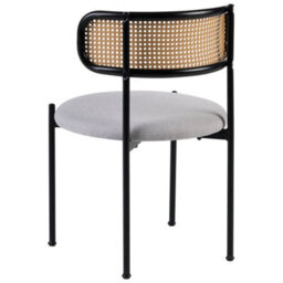 Wyld And Coco Set Of 2 Accent Dining Chairs Black Metal Frame Grey Fabric Seats Viennese Braid Back - thumbnail 6