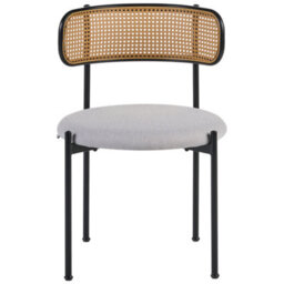 Wyld And Coco Set Of 2 Accent Dining Chairs Black Metal Frame Grey Fabric Seats Viennese Braid Back - thumbnail 1