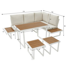 More4Homes Amalfi Garden Dining Set 6 Seater Outdoor Corner Dining Furniture With Table (Beige) - thumbnail 8