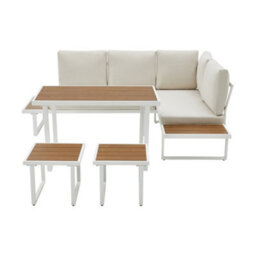 More4Homes Amalfi Garden Dining Set 6 Seater Outdoor Corner Dining Furniture With Table (Beige) - thumbnail 3
