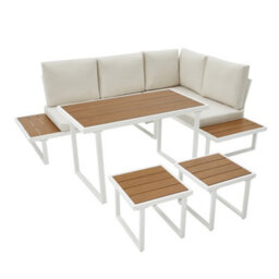 More4Homes Amalfi Garden Dining Set 6 Seater Outdoor Corner Dining Furniture With Table (Beige) - thumbnail 4