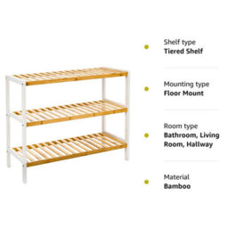 Mantraraj 3 Tier Natural Bamboo Shoe Rack Easy Assembly And Strong Design Shelf Organiser Ideal For Bedroom, Bathroom, Hallway Etc - thumbnail 8