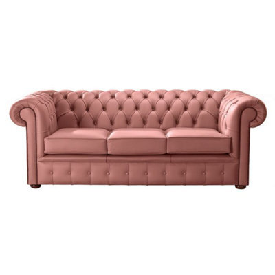 Chesterfield 3 Seater Shelly Woodburner Leather Sofa Bespoke In Classic Style - image 1