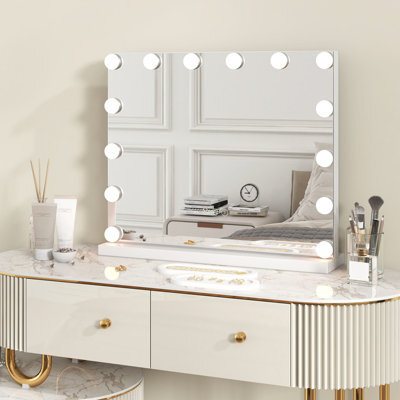 Costway Tabletop Vanity Mirror With Lights Hollywood Makeup Mirror W/ 3 Color Lighting Modes - image 1