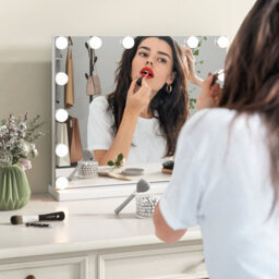 Costway Tabletop Vanity Mirror With Lights Hollywood Makeup Mirror W/ 3 Color Lighting Modes - thumbnail 9