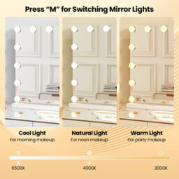 Costway Tabletop Vanity Mirror With Lights Hollywood Makeup Mirror W/ 3 Color Lighting Modes - thumbnail 5