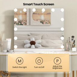 Costway Tabletop Vanity Mirror With Lights Hollywood Makeup Mirror W/ 3 Color Lighting Modes - thumbnail 3
