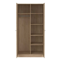 Wyld Haus Cherryfern Natural Oak 2-Door Wardrobe Tall With Shelves And Hanging Rail - thumbnail 7