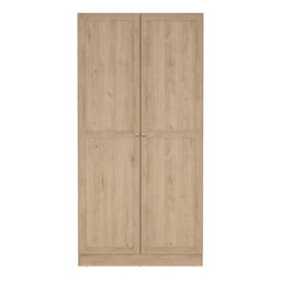Wyld Haus Cherryfern Natural Oak 2-Door Wardrobe Tall With Shelves And Hanging Rail - thumbnail 3