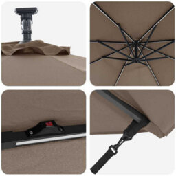 Berkfield Cantilever Banana Parasol With Lock Taupe 294 X 294 X 248 Cm - thumbnail 8