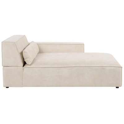 Beliani Left-Hand Chaise Longue Hellnar Velvet Light Beige - image 1