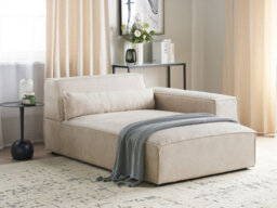 Beliani Left-Hand Chaise Longue Hellnar Velvet Light Beige - thumbnail 2