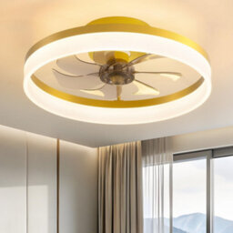 Ceiling Fan with Light: 45cm Modern Low Profile Flush Mount Fandelier with App,Dimmable Gold Bladeless Fan Light Fixture