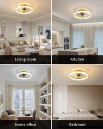 Ceiling Fan with Light: 45cm Modern Low Profile Flush Mount Fandelier with App,Dimmable Gold Bladeless Fan Light Fixture - thumbnail 3